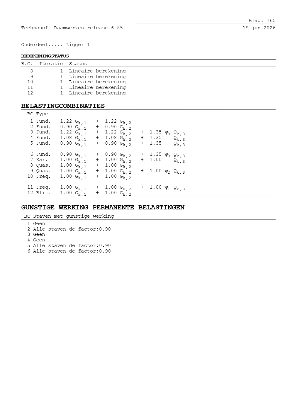Technosoft Raamwerken output, sheet 165 of Beam 1