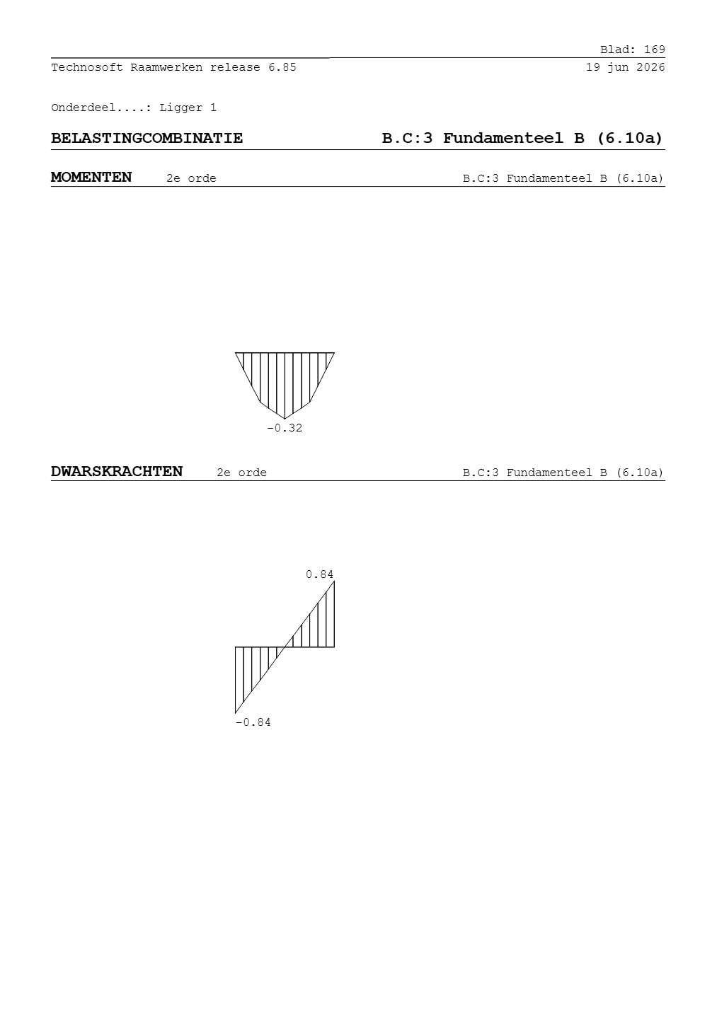 Technosoft Raamwerken output, sheet 169 of Beam 1