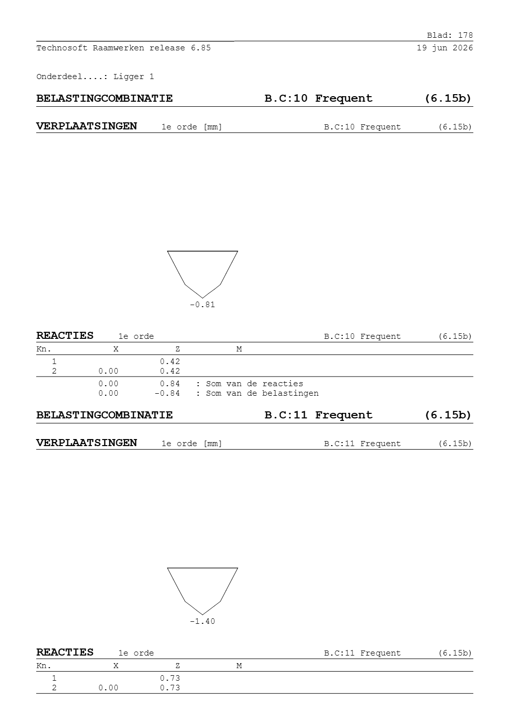 Technosoft Raamwerken output, sheet 178 of Beam 1