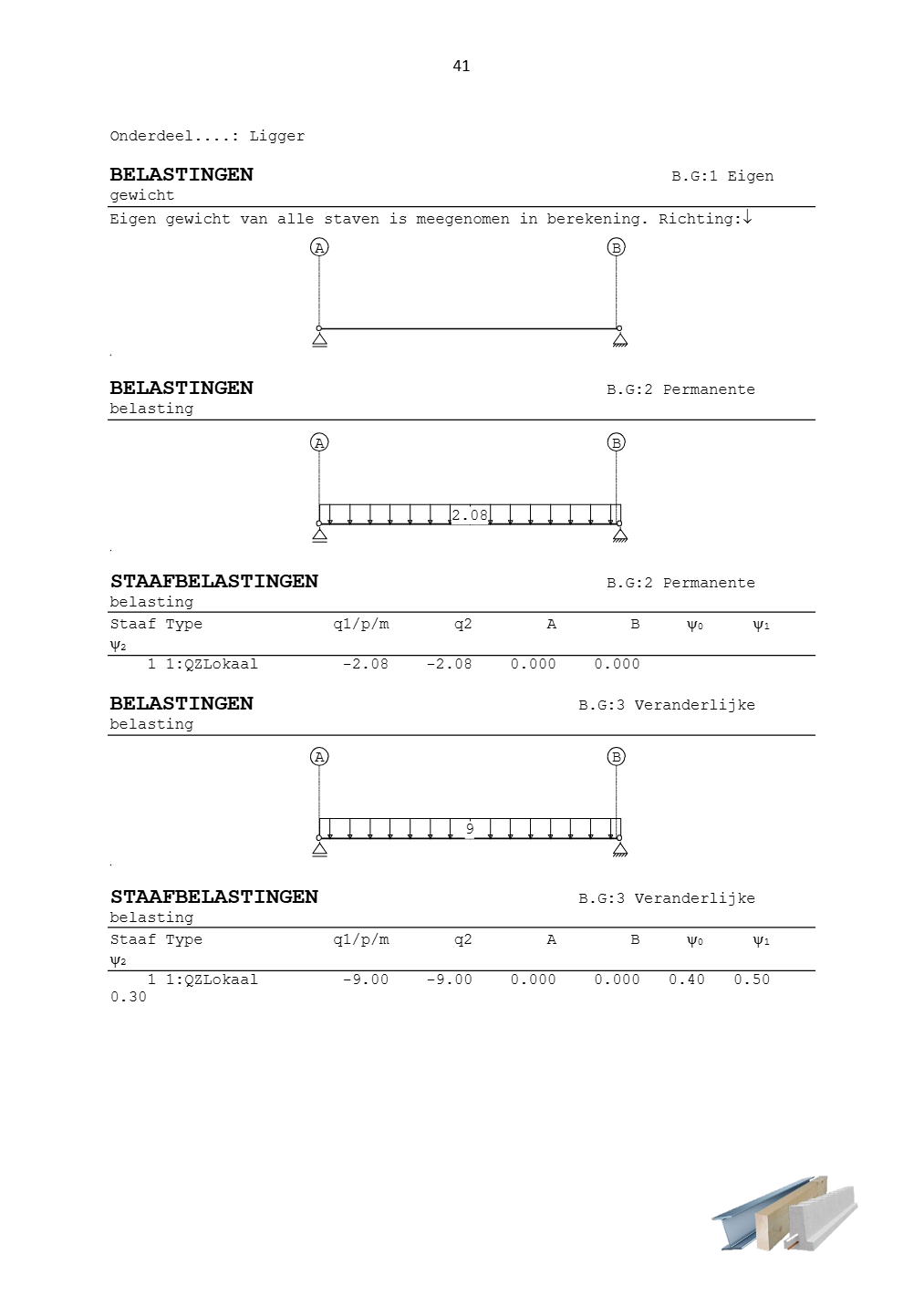 Technosoft Raamwerken output of a steel beam, sheet 41