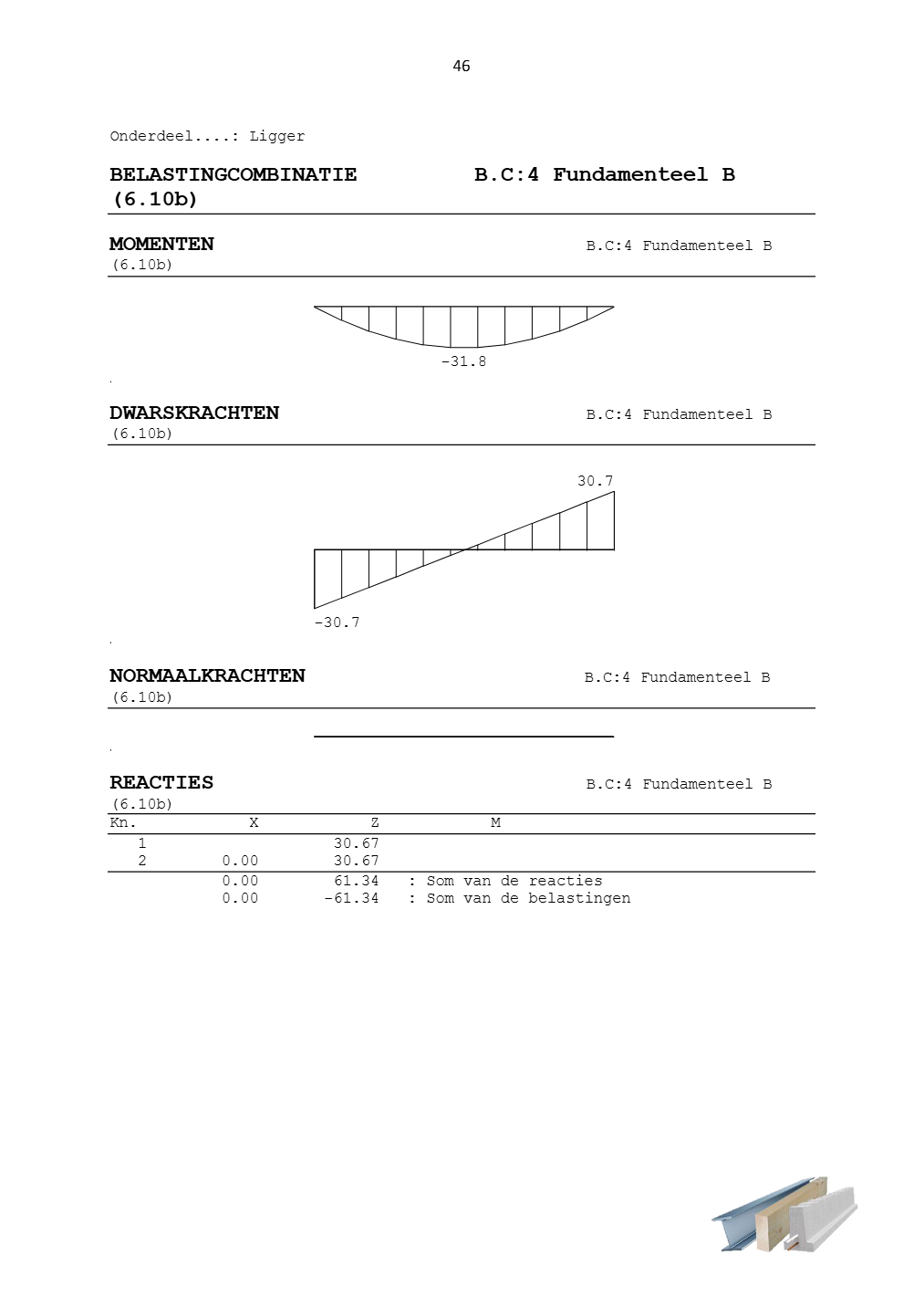 Technosoft Raamwerken output of a steel beam, sheet 46